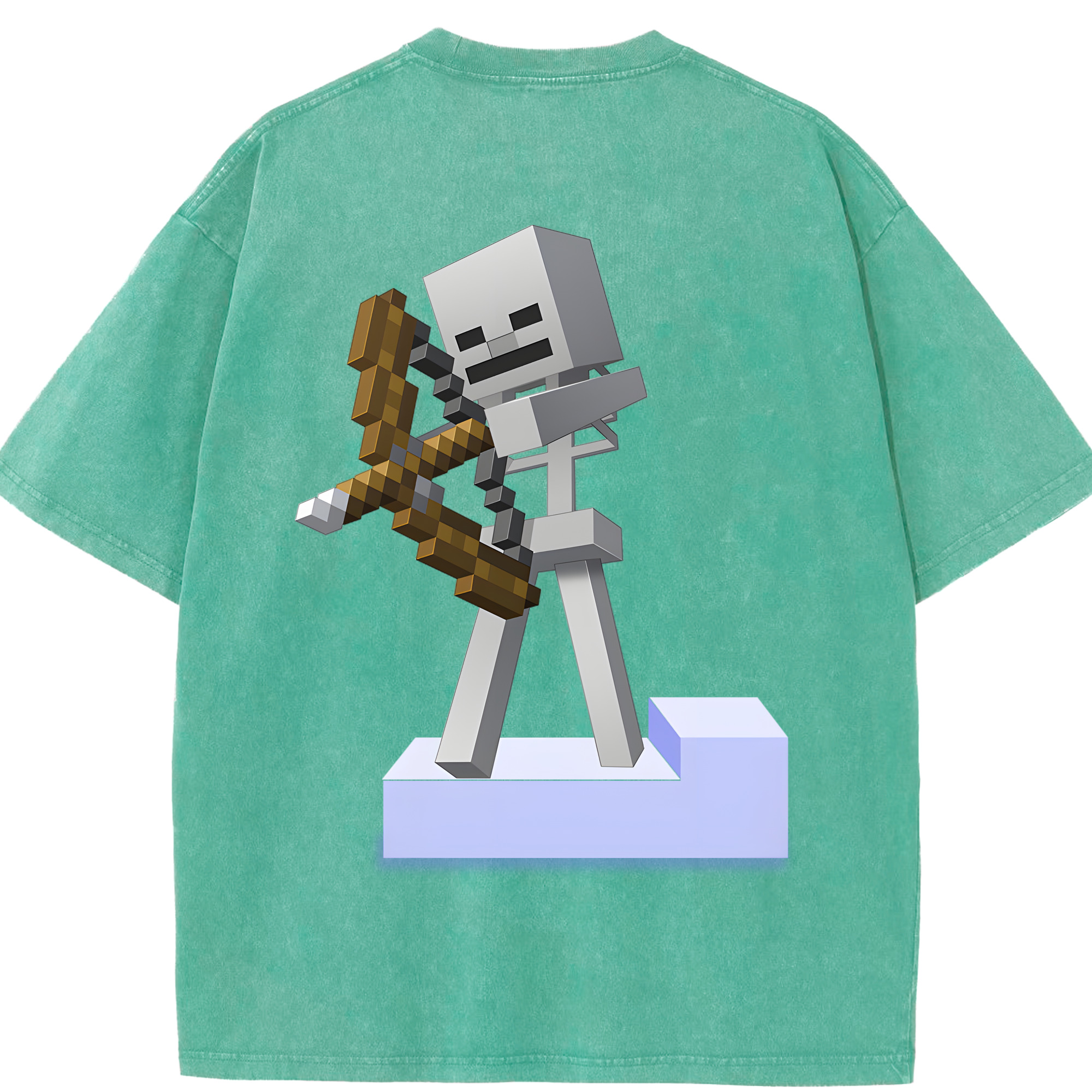 （画像用） マインクラフト ブロックの世界 Minecraft MC Block world 綿100% ヴィンテージ風 半袖Tシャツ（背面プリント）